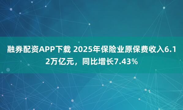 融券配资APP下载 2025年保险业原保费收入6.12万亿元，同比增长7.43%
